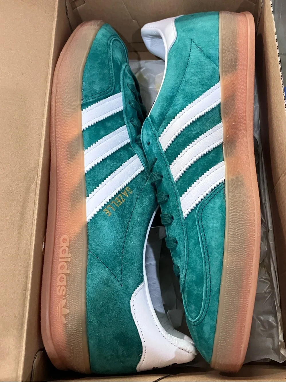 Adidas Gazelle Indoor Collegiate Green Gum Size 11.5